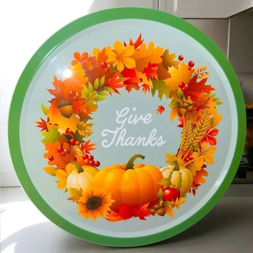 GIVE THANKS l Festive Autumn Round Cookie Tin